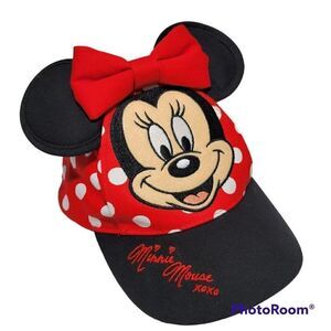 Disney Parks Baseball Hat Toddler Minnie Mouse xoxo Ears Bow Polka Dot Kids Cap‎